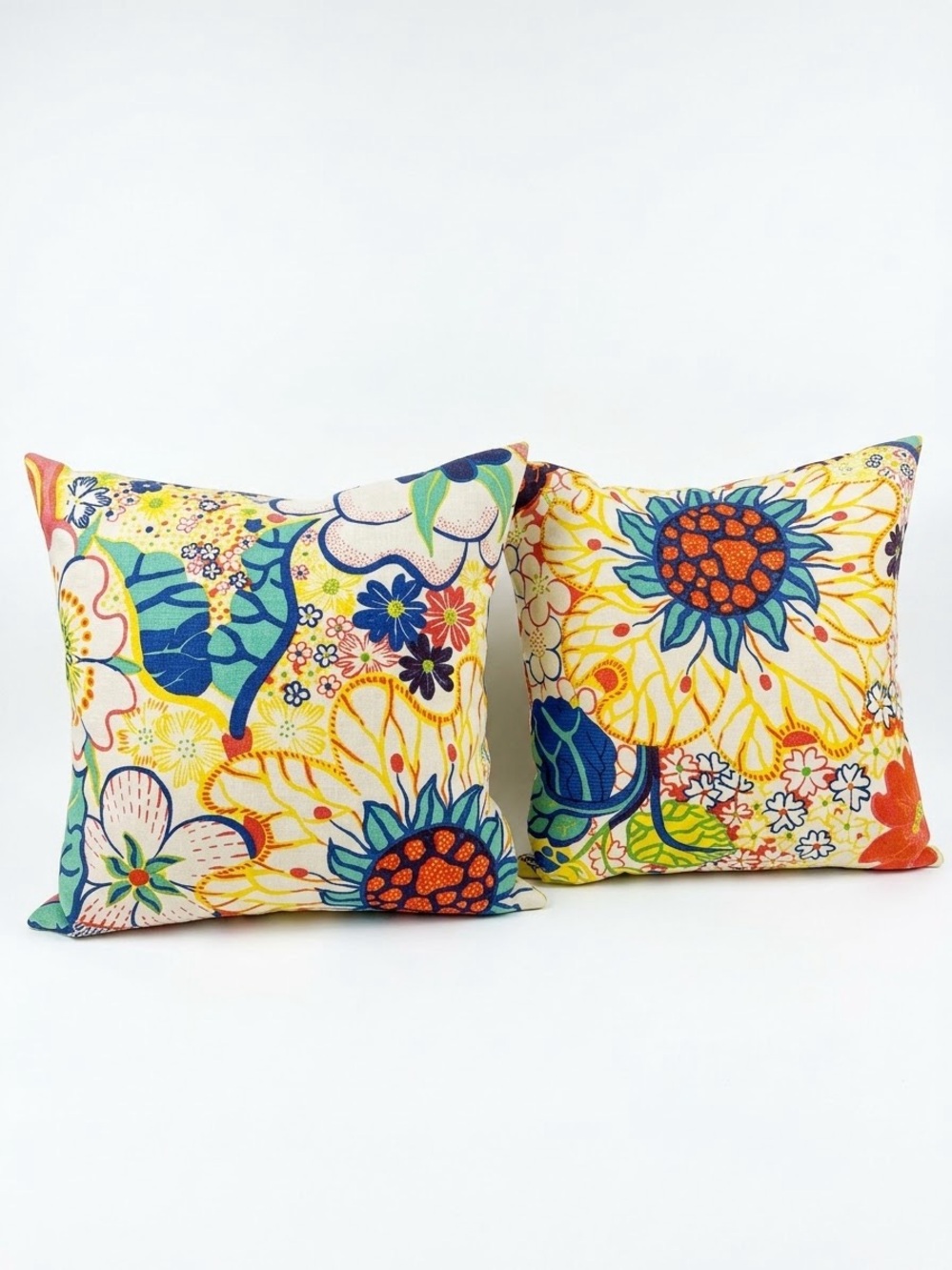 Authentic Svenskt Tenn Josef Frank "Mirakel" Linen Down Pillows - Pair (18x18)